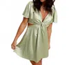 Needii Delilah Knotted Cut-out Mini Dress In Sage In Multi