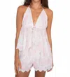 Needii Eyelet Patchwork Handkerchief Top In Light Pink In Multi