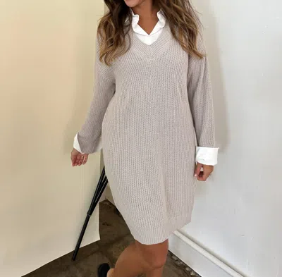 Needii Faith Knit Collared Mini Dress In Grey