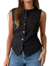 Needii Gabriella Sleeveless Buttoned Vest Top In Black In Black