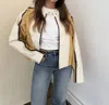 Needii Ivy Faux Leather Biker Jacket In Mustard In Yellow