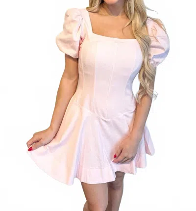 Needii May Puff Sleeve Mini Dress In Light Pink