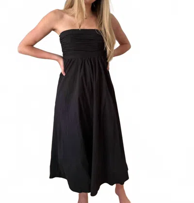 Needii Ophelia Ruched Strapless Midi Dress In Black