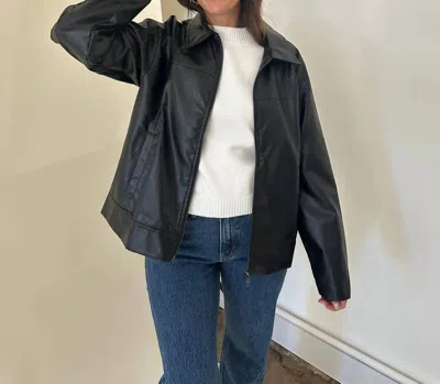 Needii Pepper Faux Leather Jacket In Black In Blue
