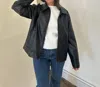Needii Pepper Oversized Faux Leather Jacket In Black In Black