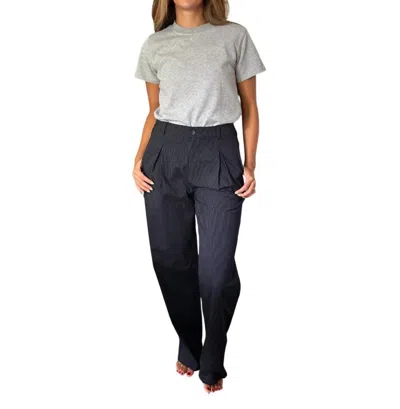 Needii Pinstripe Straight Trouser Pants In Grey