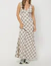 Needii Plaid Maxi Dress In Cream In White
