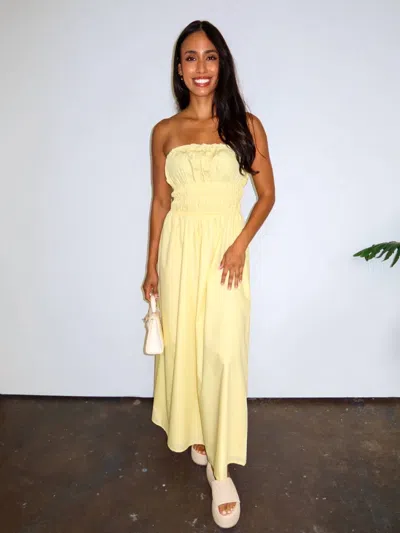 Needii Sunbeam Poplin Maxi Dress In Yellow In Black