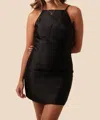 Needii Wendy Sheen Halter Mini Dress In Black In Black