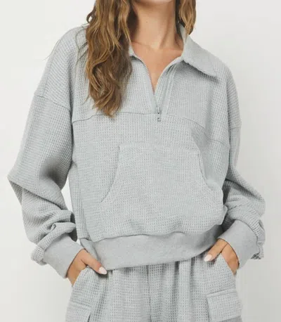 Needii Willow Waffle Knit Sweatshirt In Gray