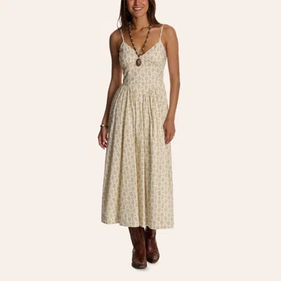 Needii Women's Cream Floral Print Midi Dress In White
