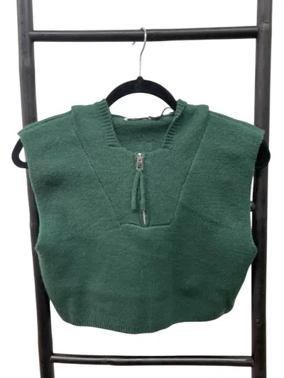 Needii Women's Cropped Sleeveless Sweater Hoodie In Hunter Green