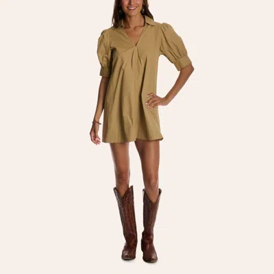 Needii Women's Khakii Collared Puff Sleeve Mini Dress In Brown