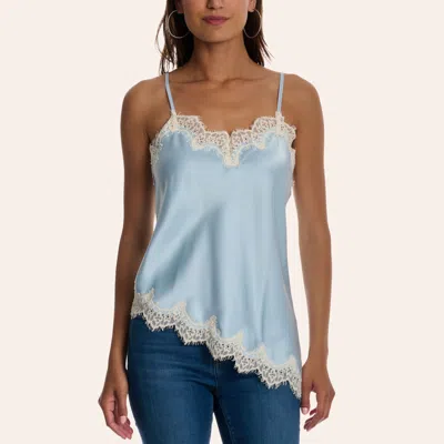 Needii Women's Light Blue Satin Lace Trim Cami Top