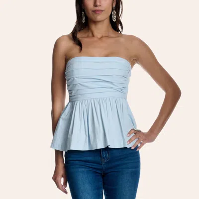 Needii Women's Light Blue Strapless Peplum Top