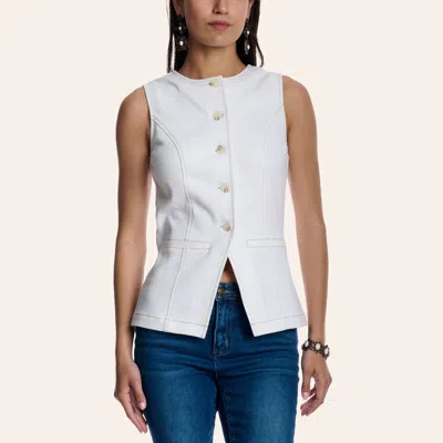 Needii Women's White Denim Vest