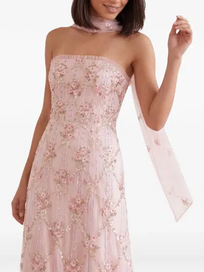 Needle & Thread Sequin-embellished Floral-embroidered Maxi Dress In 핑크