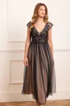 Needle & Thread Adeline Floral-embroidered Tulle Gown In Black