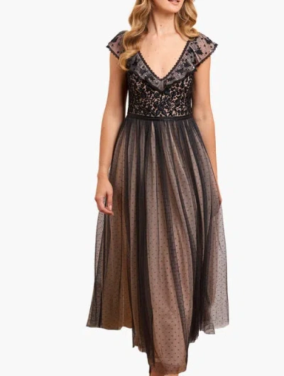 Needle & Thread Adeline Floral-embroidered Tulle Gown In Brown