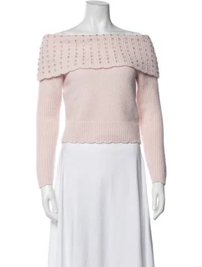 Pre-owned Needle & Thread Alpaca Off-the-shoulder Sweater In Pink