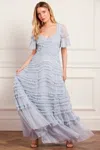 Needle & Thread Amara Ruffle Gown In Blue