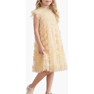 Needle & Thread Amara Ruffle Sleeve Kids Dress In Neutral