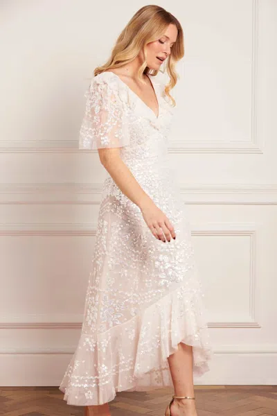 Needle & Thread Anais Sequin Frill Ankle Gown In Gold