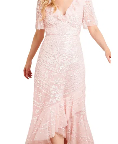 Needle & Thread Anais Sequin Frill Ankle Gown In Pink