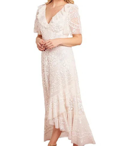 Needle & Thread Anais Sequin Frill Ankle Gown In White
