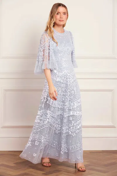 Needle & Thread Anais Sequin Gown In Blue