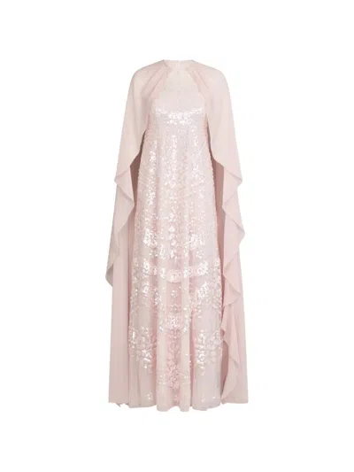 Needle & Thread Anais Sequin-embellished Cape Gown In Pink