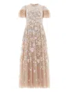 Needle & Thread Antoinettes Embroidered-sequins Ruffled Midi Dress In Neutral