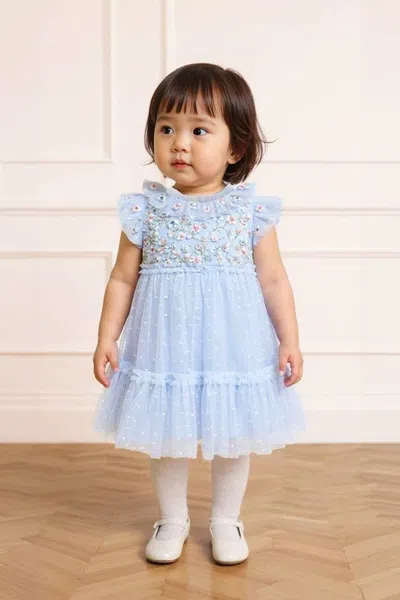 Needle & Thread Antoinettes Floral Bodice Baby Dress In Blue