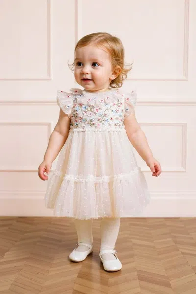 Needle & Thread Antoinettes Floral Bodice Baby Dress In Gold