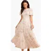 Needle & Thread Antoinettes Floral Round Neck Midi Gown In White