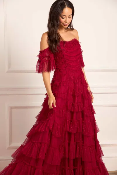 Needle & Thread Aviana Off-shoulder Gown In Red