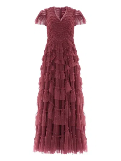 NEEDLE & THREAD AVIANA RUFFLED V-NECK MAXI DRESS
