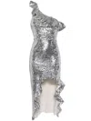 Needle & Thread Betty Sequin-embellished Asymmetric Midi Dress In Metallic