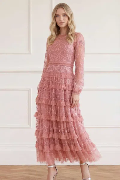 Needle & Thread Blossom Lace Ankle Gown In Pink