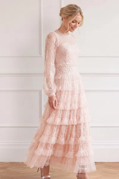 Needle & Thread Blossom Lace Ankle Gown In Pink
