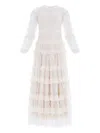 Needle & Thread Blossom Laced Ruffled Midi Dress In Neutral