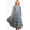 Needle & Thread Blossom Long Sleeve Lace Ankle Gown In Multi