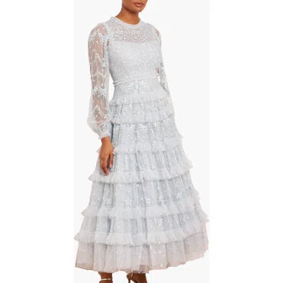 Needle & Thread Blossom Long Sleeve Lace Ankle Gown In White