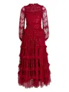 Needle & Thread Blossom Sequin-embellished Maxi Dress In Red