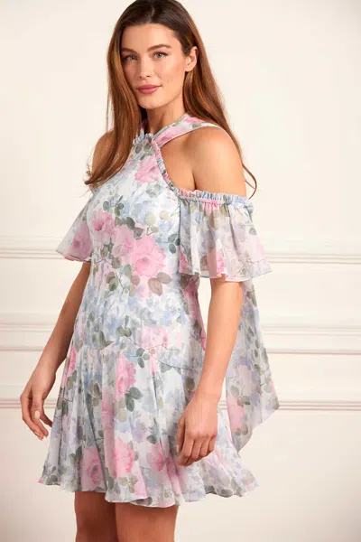 Needle & Thread Camille's Garden Georgette Halter-neck Micro Mini Dress In Multi