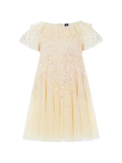 Needle & Thread Kids' Candy Dot Sequin-embellished Ruffled Dress In Neutral