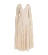 Needle & Thread Cape-detail Clover Maxi Dress In Neutral