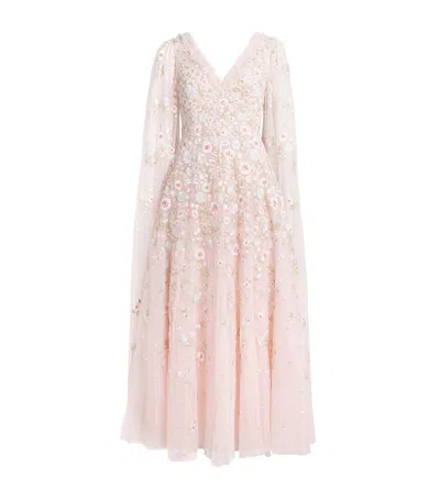 Needle & Thread Cape-detail Ethereal Blooms Maxi Dress In Multi