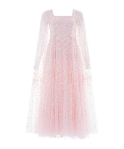 Needle & Thread Cape Sequined Dress In White