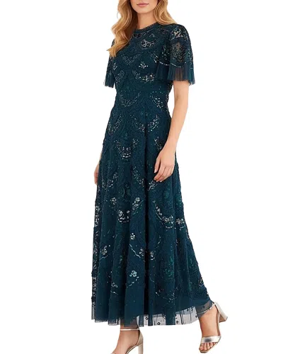 Needle & Thread Sequin-embellished Carmen Gown In Green